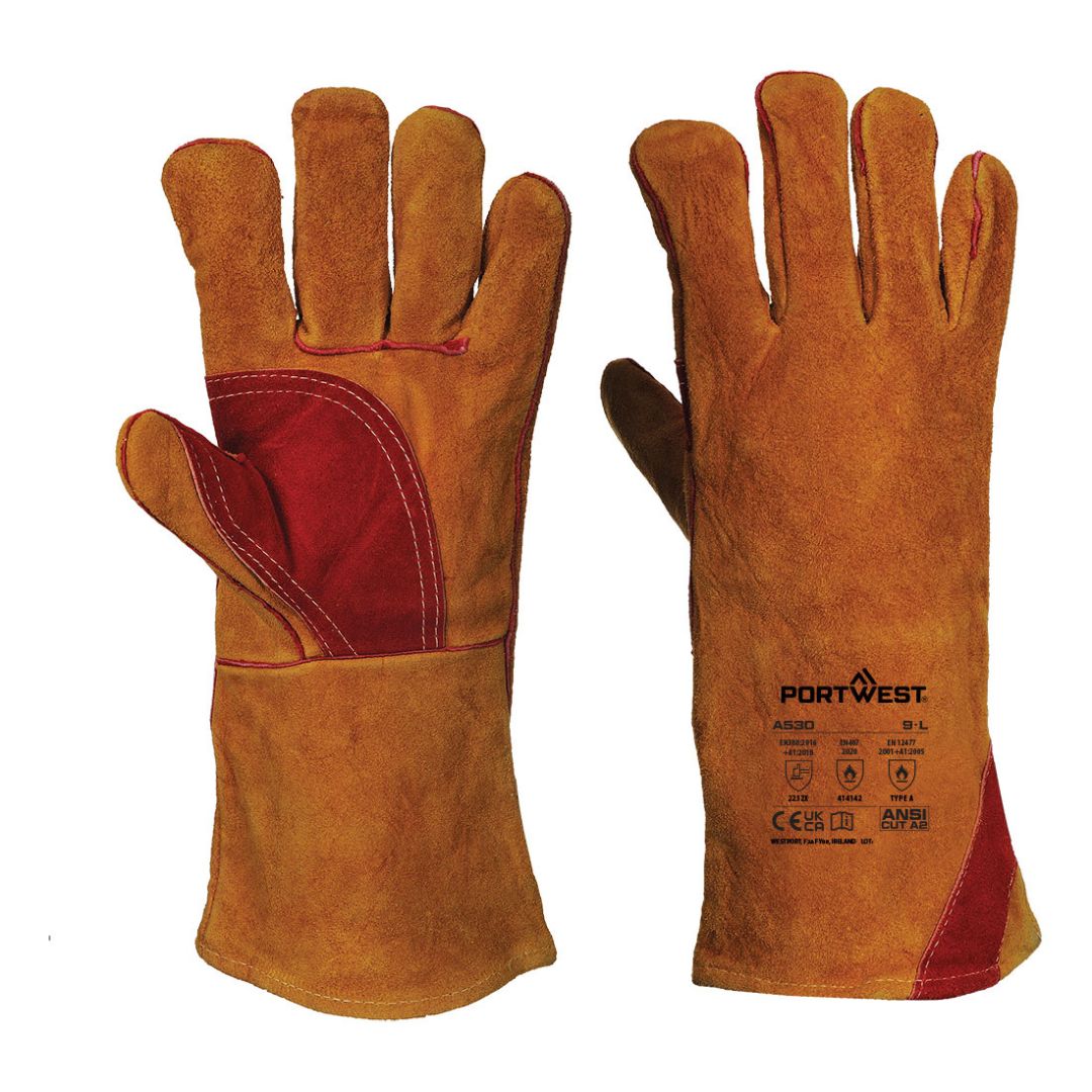 A530 Split Leather Reinforced Welding Gauntlet Gloves