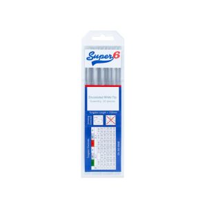 Super 6 0.8% Zirconiated Tungsten Electrodes – White Tip